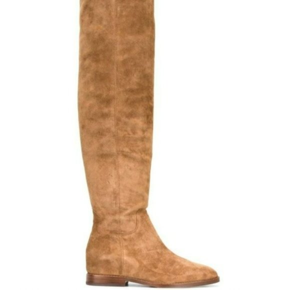 Ash Jess Tall Suede Over the Knee Hidden Wedge Boots Russet Brown -6 - Picture 4 of 6